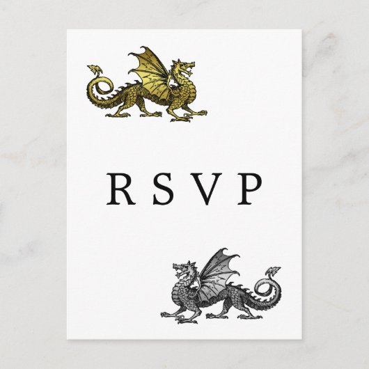 Gold Silver Dragon Wedding RSVP Briefkaart (Voorkant)