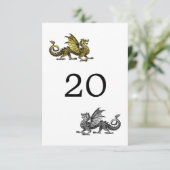 Gold Silver Dragon Wedding Table Kaart (Staand voorkant)
