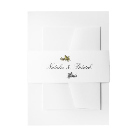 Gold Silver Dragon WedWedding Belly Bands Uitnodigingen Wikkel (Voorkant Voorbeeld)