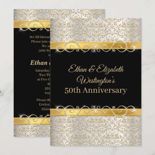 Gold Silver en Black Diamond 50e Jubileum Kaart (Voorkant / Achterkant)