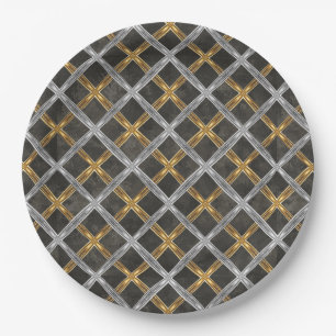 Gold, Silver en Black Laced Pattern Papieren Bordje