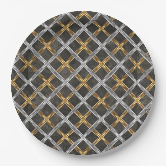 Gold, Silver en Black Laced Pattern Papieren Bordje (Voorkant)