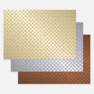 Gold Silver en Bronze Diamond Bord Pattern Inpakpapier Vel