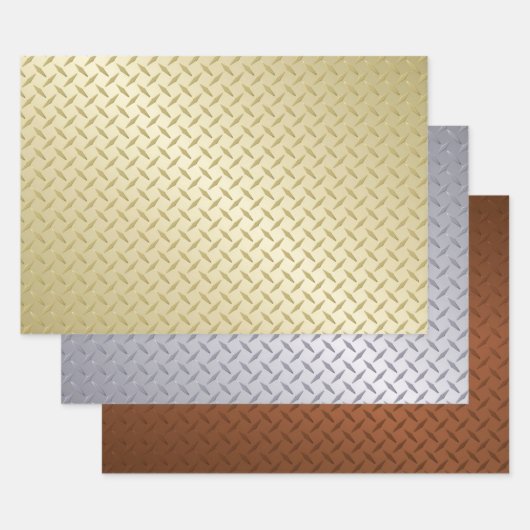 Gold Silver en Bronze Diamond Bord Pattern Inpakpapier Vel (Set)
