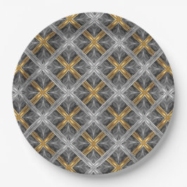 Gold, Silver en Grey Laced Diamonds Pattern Papieren Bordje