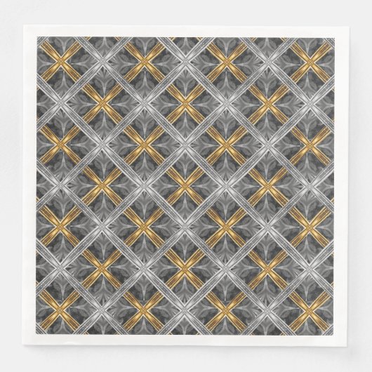 Gold, Silver en Grey Laced Diamonds Pattern Servet (Voorkant)
