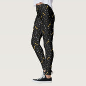 Gold Silver Faux Glitter Constellation Pattern Blk Leggings (Links)