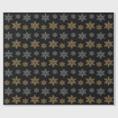 Gold Silver Faux Glitter Snowflakes Cadeaupapier (Vlak)