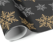 Gold Silver Faux Glitter Snowflakes Cadeaupapier (Rol Hoek)