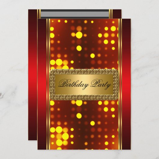 Gold Silver Fire Red Art-uitnodiging Kaart (Voorkant / Achterkant)