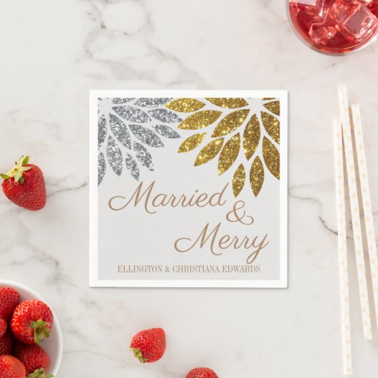 Gold Silver Floral Marriott and Merry Christmas Servet (Insitu)