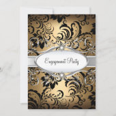 Gold Silver Floral Swirl Engagement Party nodigt u Kaart (Voorkant)