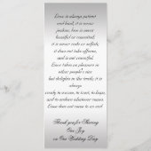 Gold Silver Formal Wedding Program Prayer Programmakaart (Achterkant)