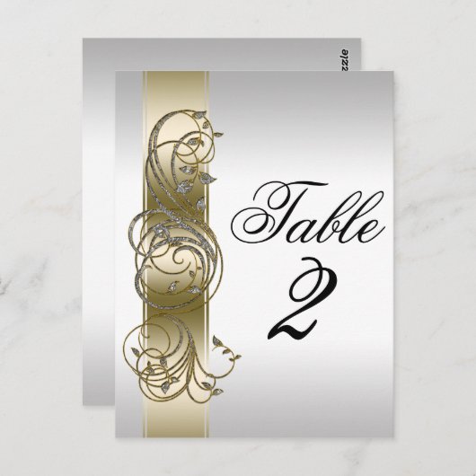 Gold Silver  Formele Tabel Nummer Briefkaart (Voorkant / Achterkant)