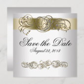 Gold Silver  Formulier sparen de Datum Save The Date (Voorkant / Achterkant)