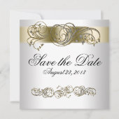 Gold Silver  Formulier sparen de Datum Save The Date (Voorkant)