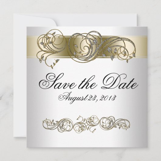 Gold Silver  Formulier sparen de Datum Save The Date (Voorkant)