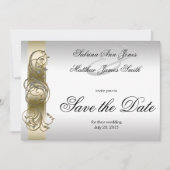 Gold Silver Formulier sparen de Datum Save The Date (Voorkant)