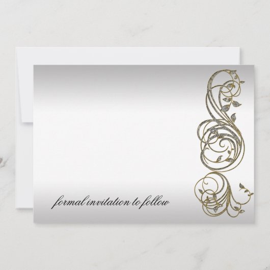 Gold Silver Formulier sparen de Datum Save The Date (Achterkant)