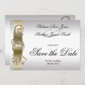 Gold Silver  Formulier sparen de Datum Save The Date (Voorkant / Achterkant)