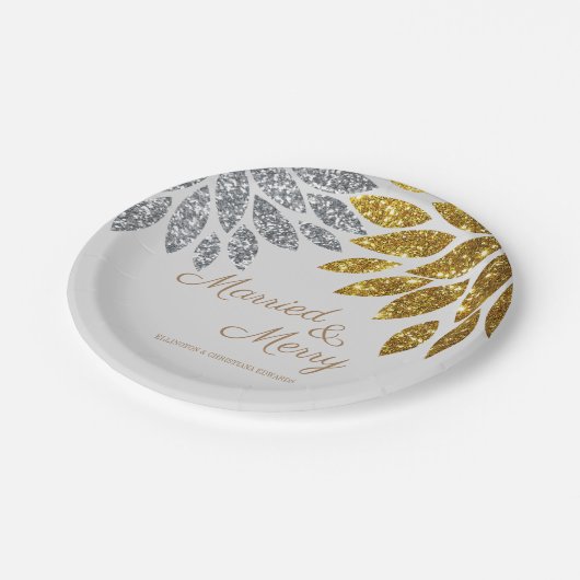 Gold Silver-gehuwd en pretfeest Papieren Bordje (Gekanteld)