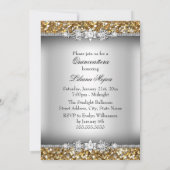 Gold Silver Glitter Bow Foto Quinceanera Invite Kaart (Achterkant)