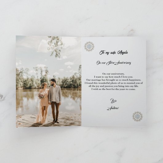 Gold Silver Glitter Pareltjes 25e bruiloft Jubileu Kaart (Binnen)