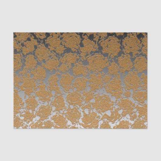 Gold Silver Grey Floral Print Succulent Pattern Tissuepapier (Voorkant)