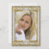 Gold Silver Grey White Pearl Foto Birthday Party Kaart (Achterkant)