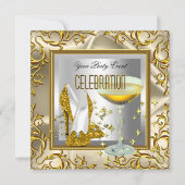 Gold Silver High Hiel Shoes Champagne Kaart (Voorkant)