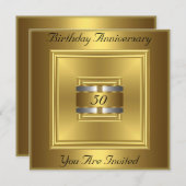 Gold Silver Invitation Birthday Jubileum Kaart (Voorkant / Achterkant)