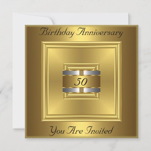 Gold Silver Invitation Birthday Jubileum Kaart (Voorkant)