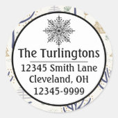 Gold Silver-kerstbomen Licht Retouradres Ronde Sticker (Voorkant)