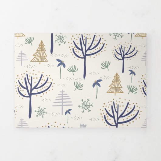 Gold Silver-kerstbomen Lichten en siervoorwerpen Drieluik Wenskaart (Cover)