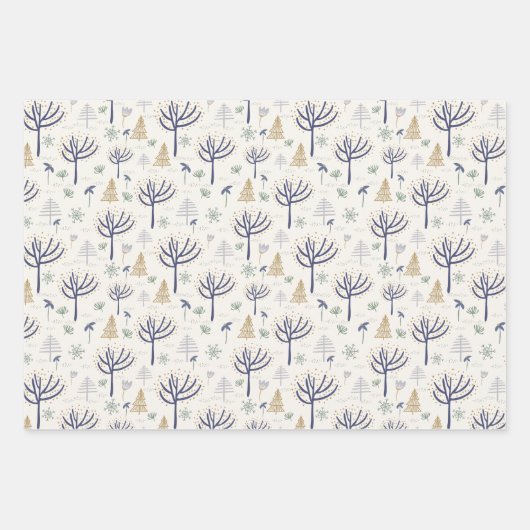 Gold Silver-kerstbomen Lichten en siervoorwerpen Inpakpapier Vel (Voorkant 2)