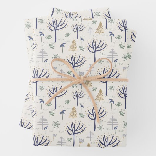 Gold Silver-kerstbomen Lichten en siervoorwerpen Inpakpapier Vel (In situ)