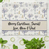 Gold Silver-kerstbomen Lichten en siervoorwerpen Theedoek (Gevouwen)