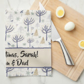 Gold Silver-kerstbomen Lichten en siervoorwerpen Theedoek (Quarter Fold)