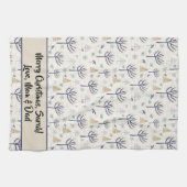 Gold Silver-kerstbomen Lichten en siervoorwerpen Theedoek (Horizontaal)