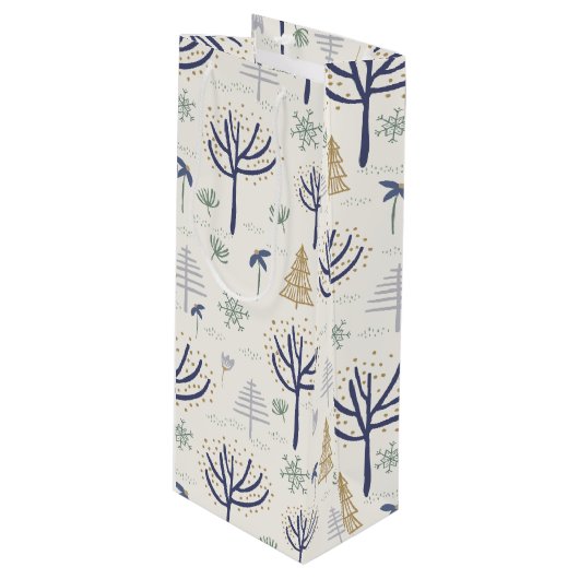 Gold Silver-kerstbomen Lichten en siervoorwerpen Wijn Cadeautas (Voorkant Gekanteld)