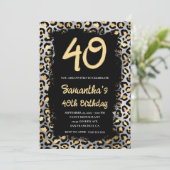 Gold Silver Leopard Painted Black 40th Birthday Kaart (Staand voorkant)