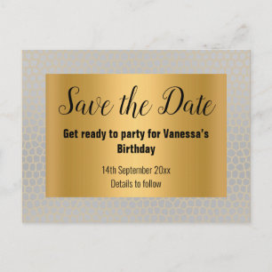 GOLD SILVER LEOPARD PRINT Save the Date Aankondigingskaart