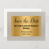 GOLD SILVER LEOPARD PRINT Save the Date Aankondigingskaart (Voorkant / Achterkant)