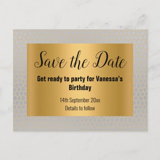 GOLD SILVER LEOPARD PRINT Save the Date Aankondigingskaart (Voorkant)