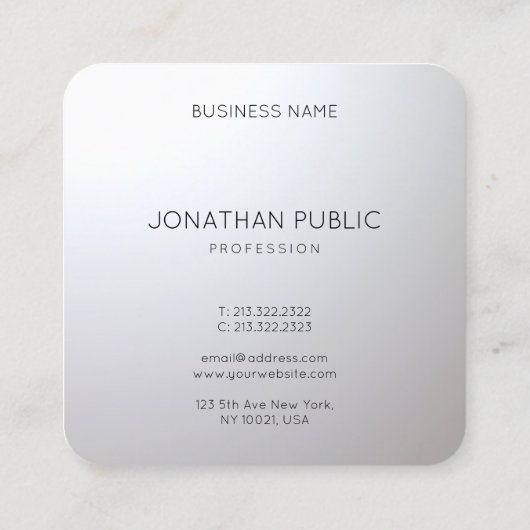 Gold Silver look Modern Elegant Professional Vierkante Visitekaartje (Achterkant)