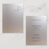 Gold Silver look Monogram Modern Professional Visitekaartje (Voorkant / Achterkant)