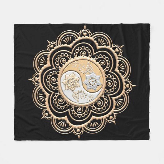 Gold & Silver Mandala Fleece Deken (Voorkant (Horizontaal))