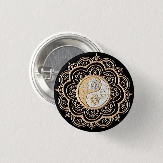 Gold & Silver Mandala Ronde Button 3,2 Cm (Voorkant /achterkant)