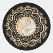 Gold & Silver Mandala Ronde Sticker (Voorkant)