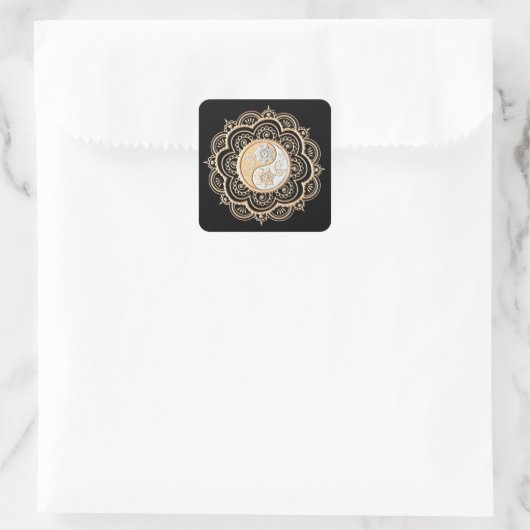 Gold & Silver Mandala Vierkante Sticker (Tas)